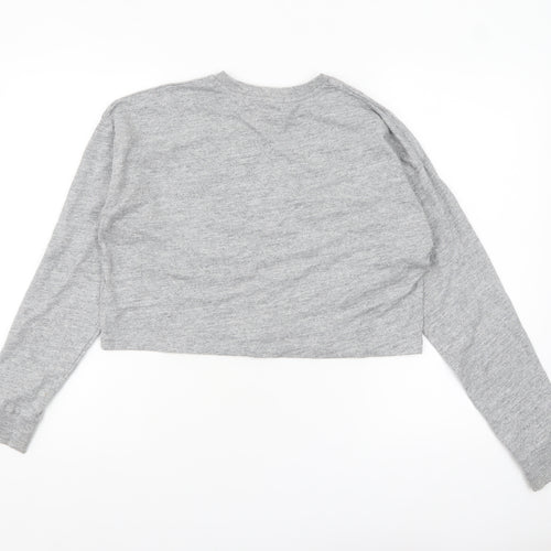 Superdry Women's Grey Cropped Long Sleeve T-Shirt Size 8