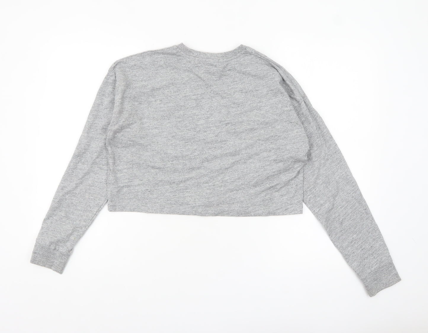 Superdry Women's Grey Cropped Long Sleeve T-Shirt Size 8