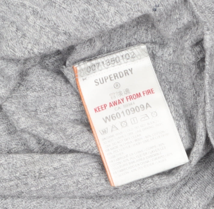 Superdry Women's Grey Cropped Long Sleeve T-Shirt Size 8