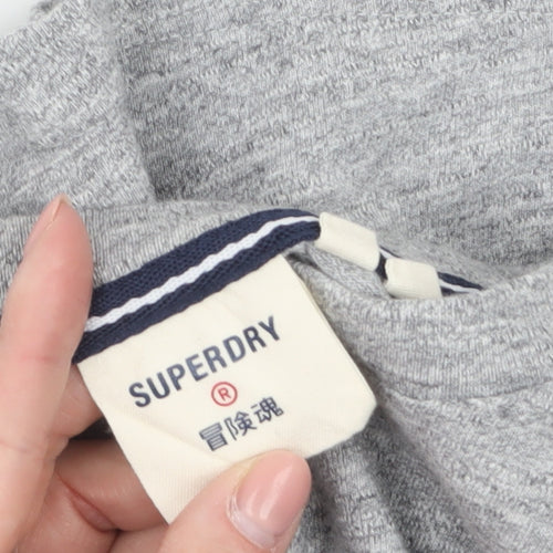 Superdry Women's Grey Cropped Long Sleeve T-Shirt Size 8