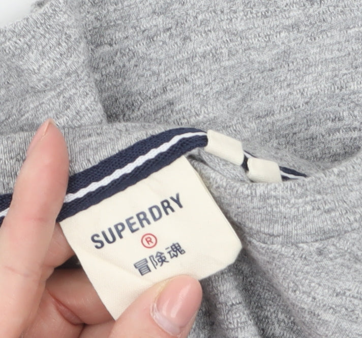Superdry Women's Grey Cropped Long Sleeve T-Shirt Size 8