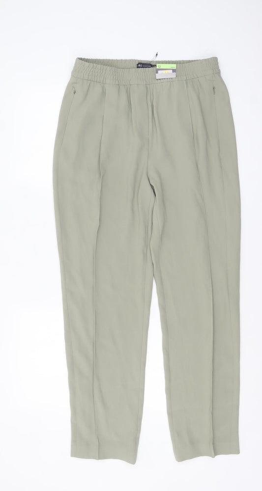 Marks and Spencer Women’s Green Size 12 Long Straight Trousers