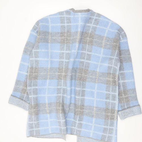 Principles Women Blue Check Knit Cardigan Size 18 Open Front