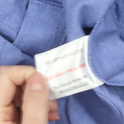 Isle Collection Women Blue Linen Blend Blazer Size 18 Single-Breasted