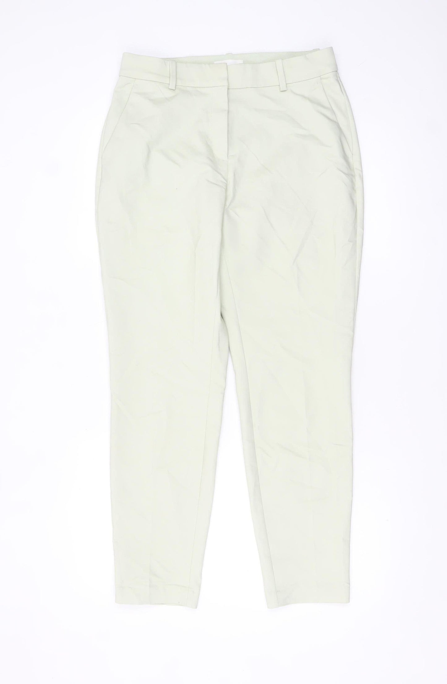 H&M Women Beige Chino Tapered Trousers Size 12 Cotton Blend