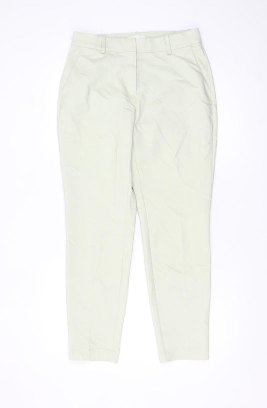 H&M Women Beige Chino Tapered Trousers Size 12 Cotton Blend