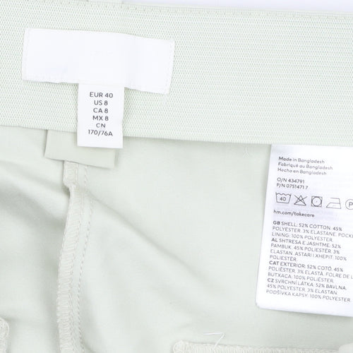 H&M Women Beige Chino Tapered Trousers Size 12 Cotton Blend