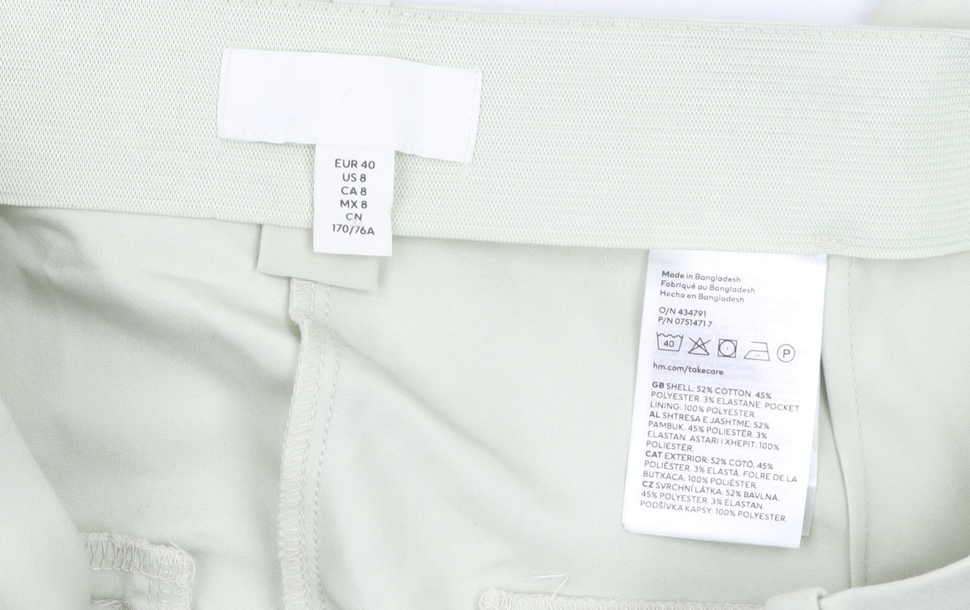 H&M Women Beige Chino Tapered Trousers Size 12 Cotton Blend