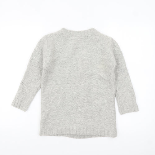 H&M Women Grey Chunky Knit V-Neck Wool Blend Jumper Size 8