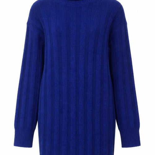 Tu Women Blue Roll Neck Ribbed Knit Long Sleeve Jumper Size 8