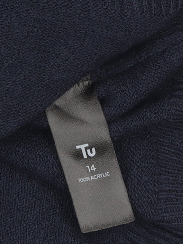 Tu Women Blue Size 14 Long Sleeve Jumper Dress