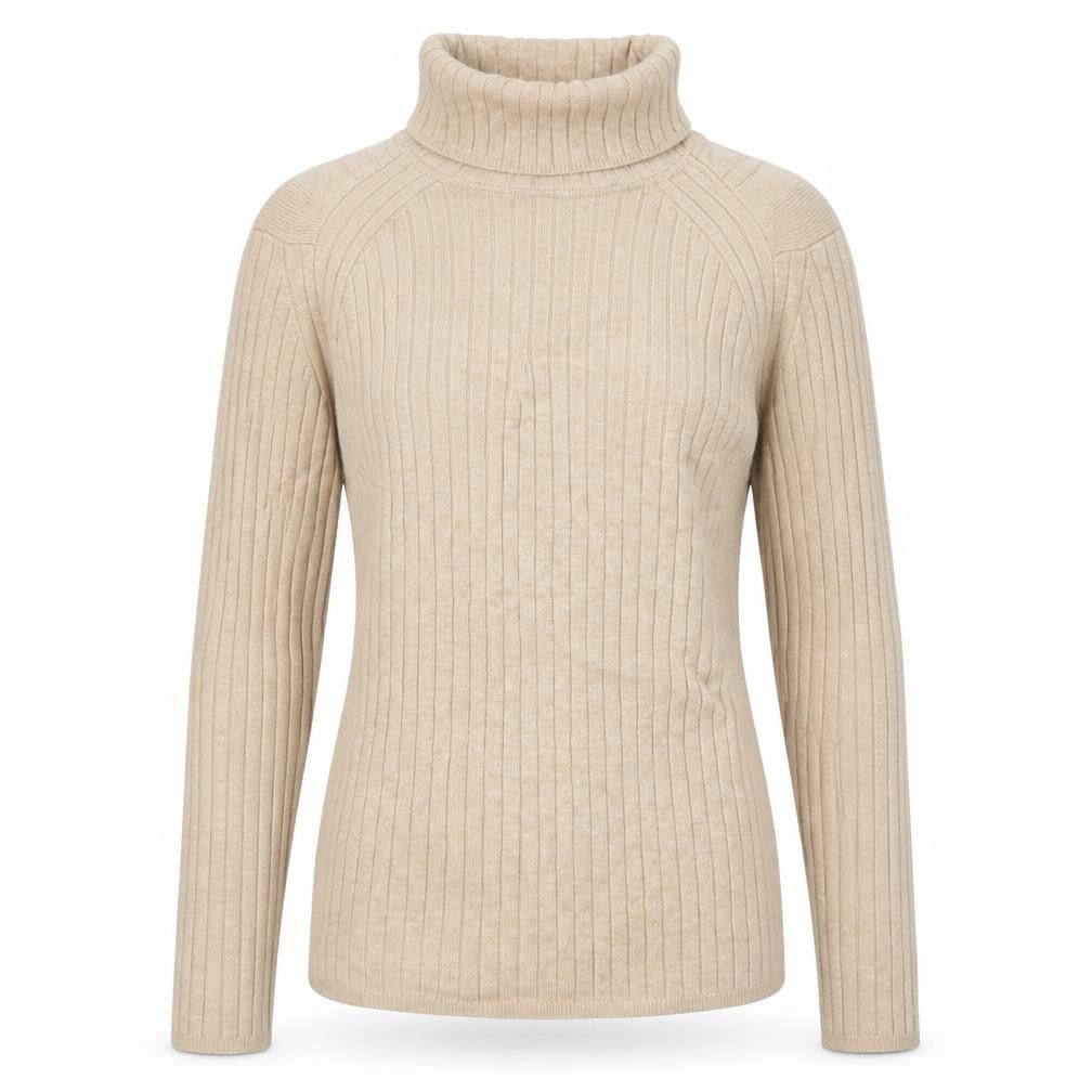 Front view of Next Women Beige Roll Neck Ribbed Knit Jumper, size S