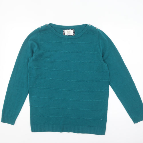 Maine New England Women’s Green Crew Neck Long Sleeve Acrylic Jumper Size 14