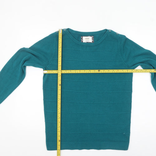 Maine New England Women’s Green Crew Neck Long Sleeve Acrylic Jumper Size 14