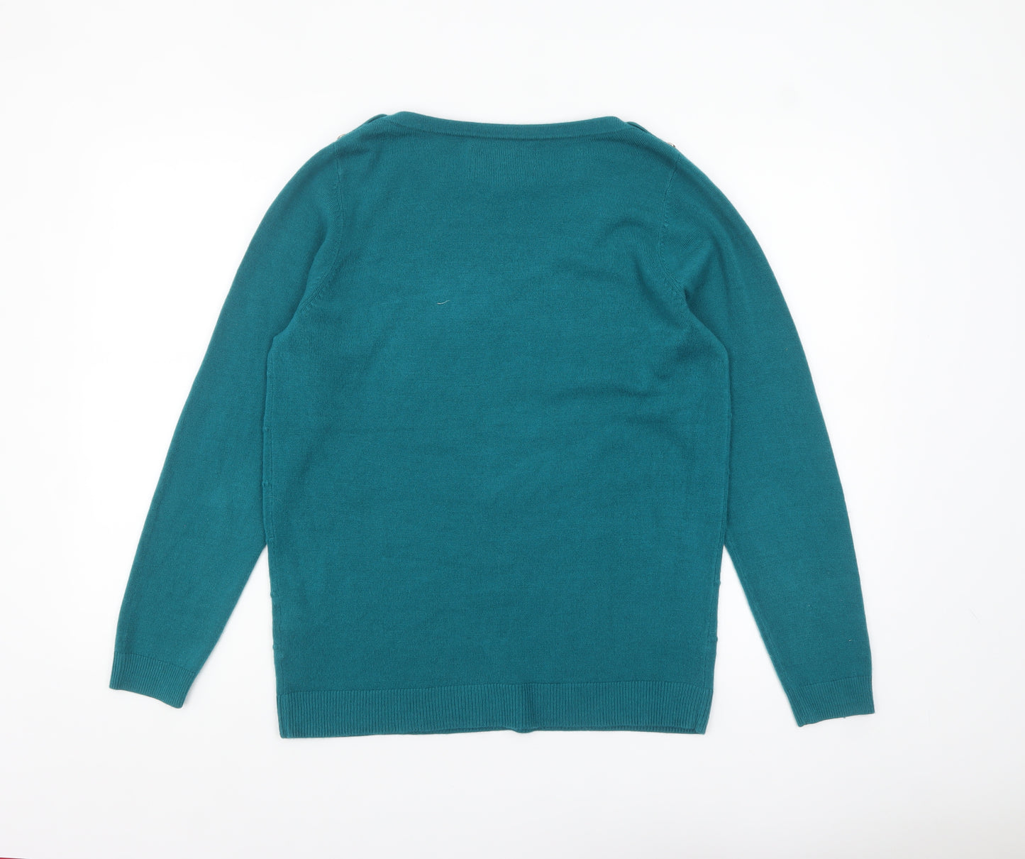 Maine New England Women’s Green Crew Neck Long Sleeve Acrylic Jumper Size 14