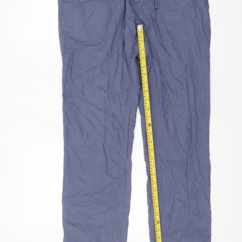 Next Men's Blue Linen Blend Chino Trousers Size 34 Regular