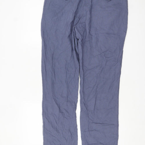 Next Men's Blue Linen Blend Chino Trousers Size 34 Regular