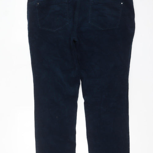 Pure Collection Women's Navy Corduroy Straight Trousers UK 18R