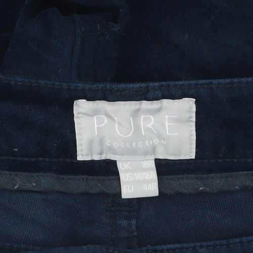 Pure Collection Women's Navy Corduroy Straight Trousers UK 18R