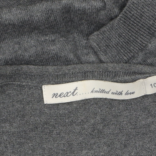 Next Women Grey Jumper Dress Size 10 3/4 Sleeve Ruffle Hem Knit