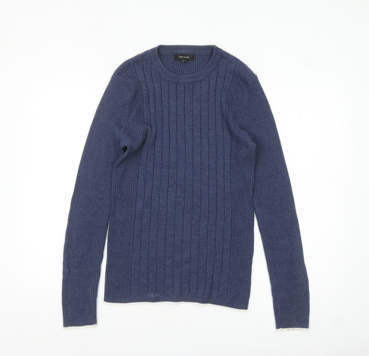 River Island Mens Blue Crew Neck Knit Pullover Jumper Size M