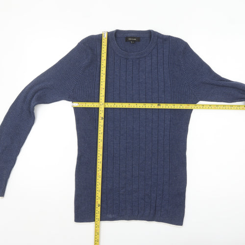 River Island Mens Blue Crew Neck Knit Pullover Jumper Size M