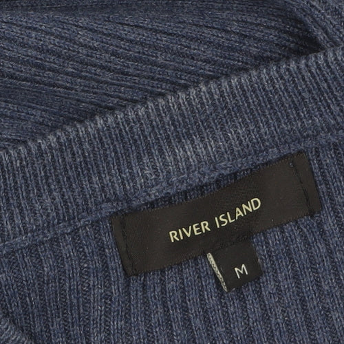 River Island Mens Blue Crew Neck Knit Pullover Jumper Size M
