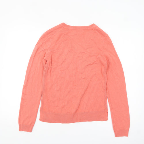 Marks and Spencer Womens Pink Acrylic V-Neck Jumper Size 8