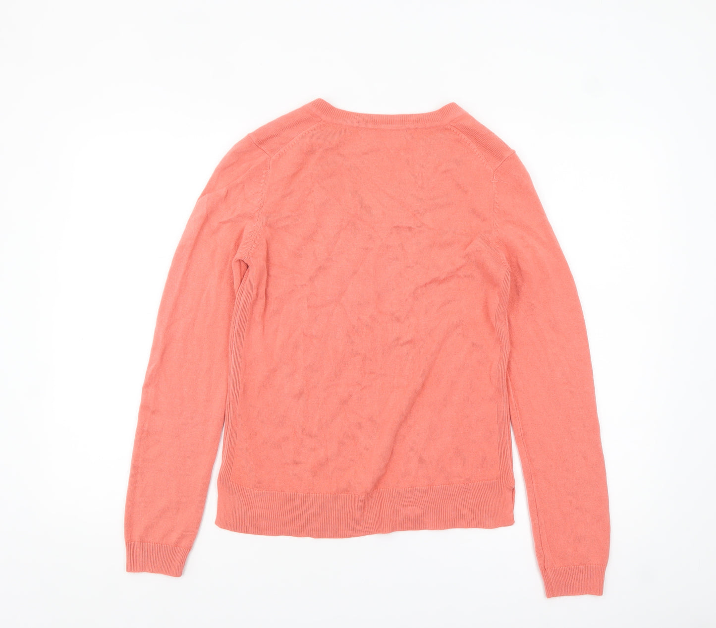 Marks and Spencer Womens Pink Acrylic V-Neck Jumper Size 8