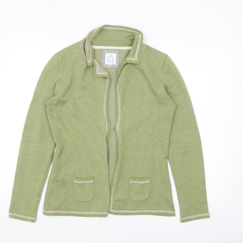 Ness Women's Green Cotton Knit Cardigan M Long Sleeve Collared