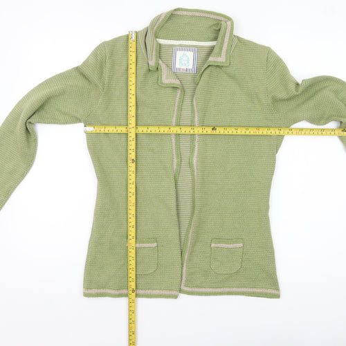 Ness Women's Green Cotton Knit Cardigan M Long Sleeve Collared