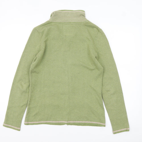 Ness Women's Green Cotton Knit Cardigan M Long Sleeve Collared
