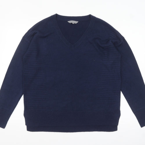 Principles Women Blue Size 14 V-Neck Acrylic Pullover Jumper