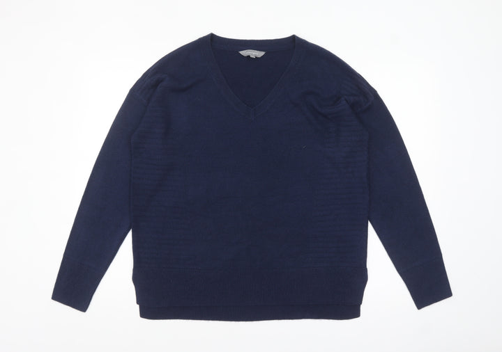 Principles Women Blue Size 14 V-Neck Acrylic Pullover Jumper