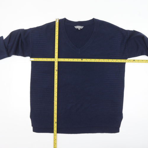Principles Women Blue Size 14 V-Neck Acrylic Pullover Jumper