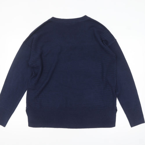 Principles Women Blue Size 14 V-Neck Acrylic Pullover Jumper