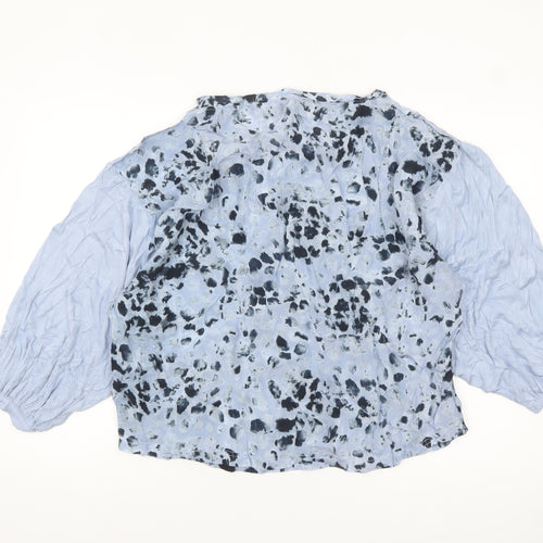 Religion Women’s Blue Animal Print Cupro Long Sleeve Blouse Size 12