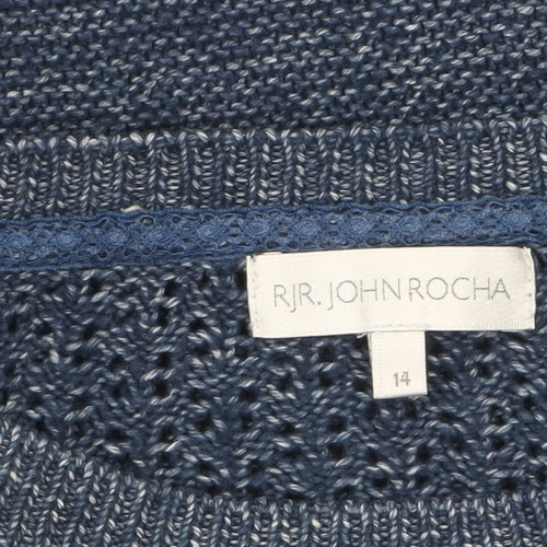RJR John Rocha Women's Blue Cotton Knit Jumper Size 14