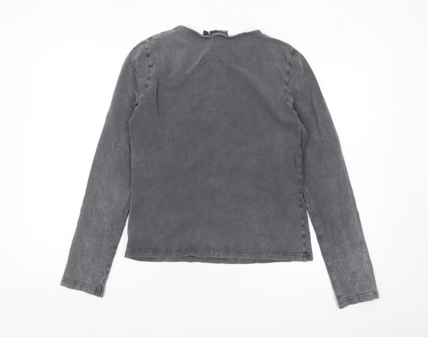 DKNY Jeans Women's Grey Long Sleeve Zip Accent Cotton T-Shirt Size L