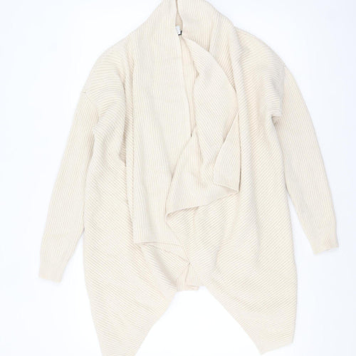 Next Women Beige Long Sleeve Knit Relaxed Cardigan Size S