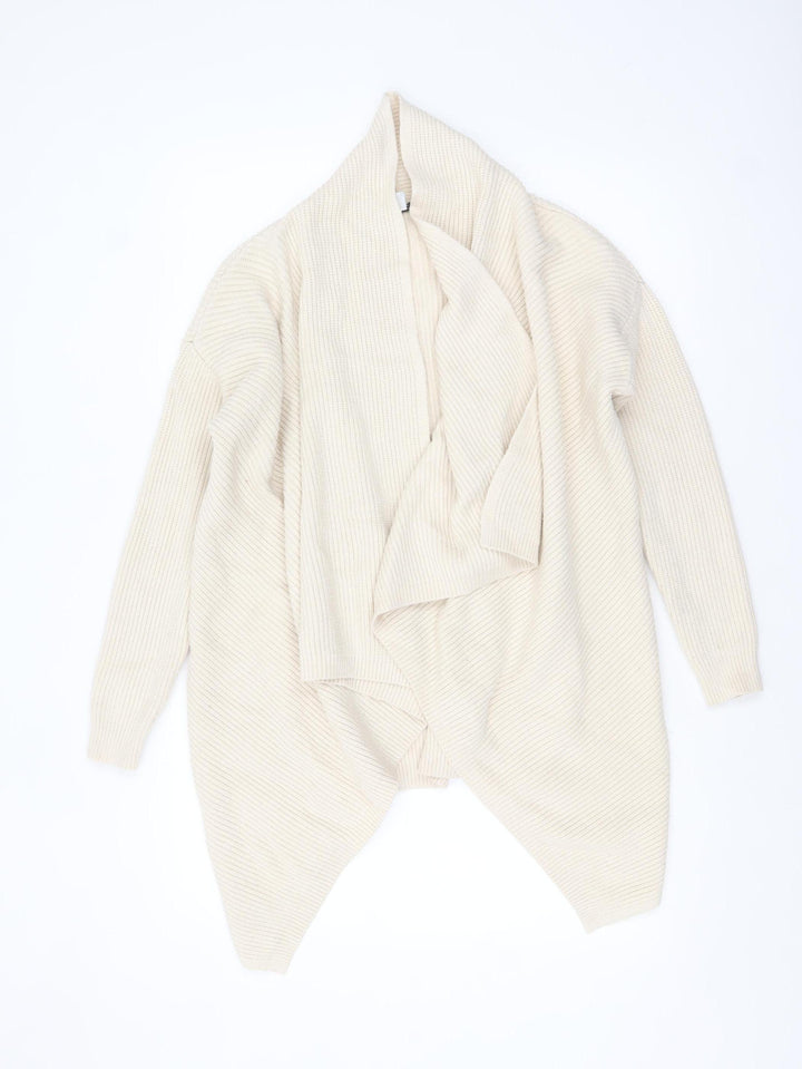 Next Women Beige Long Sleeve Knit Relaxed Cardigan Size S