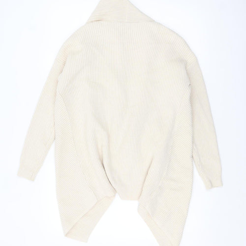 Next Women Beige Long Sleeve Knit Relaxed Cardigan Size S