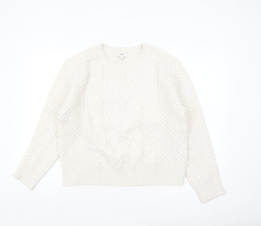 Marks and Spencer Womens Ivory Cable-Knit Pullover Jumper M