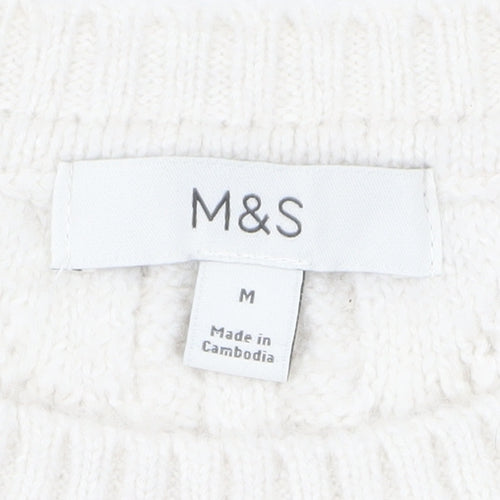 Marks and Spencer Womens Ivory Cable-Knit Pullover Jumper M