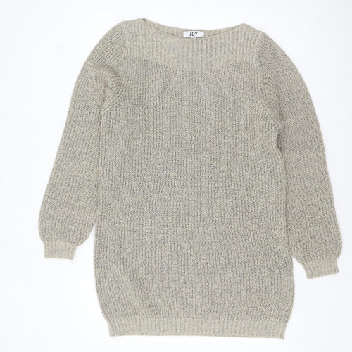 JDY Women's Beige Chunky Knit Boat Neck Long Sleeve Pullover Jumper M