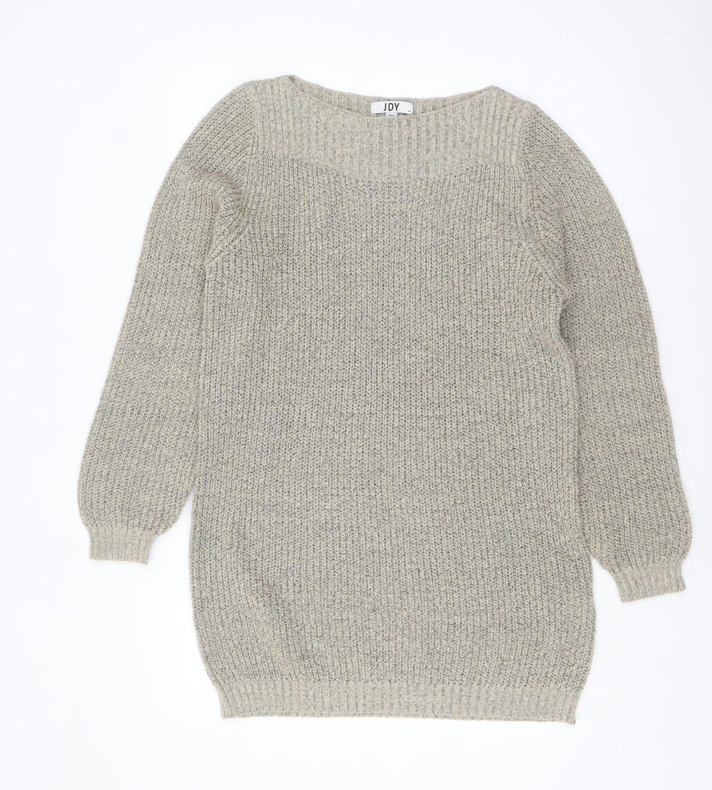 JDY Women's Beige Chunky Knit Boat Neck Long Sleeve Pullover Jumper M