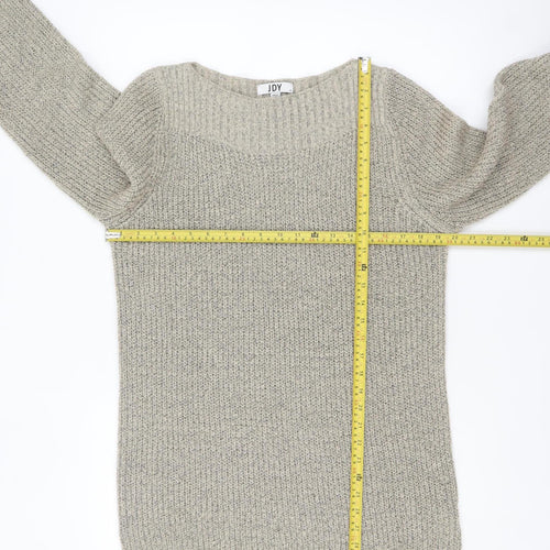 JDY Women's Beige Chunky Knit Boat Neck Long Sleeve Pullover Jumper M