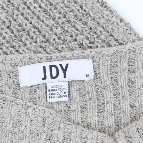 JDY Women's Beige Chunky Knit Boat Neck Long Sleeve Pullover Jumper M