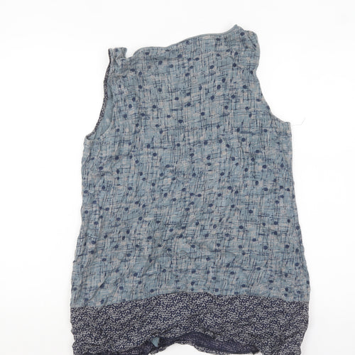 White Stuff Women’s Blue Cotton Blend Sleeveless Tunic Top Size 14
