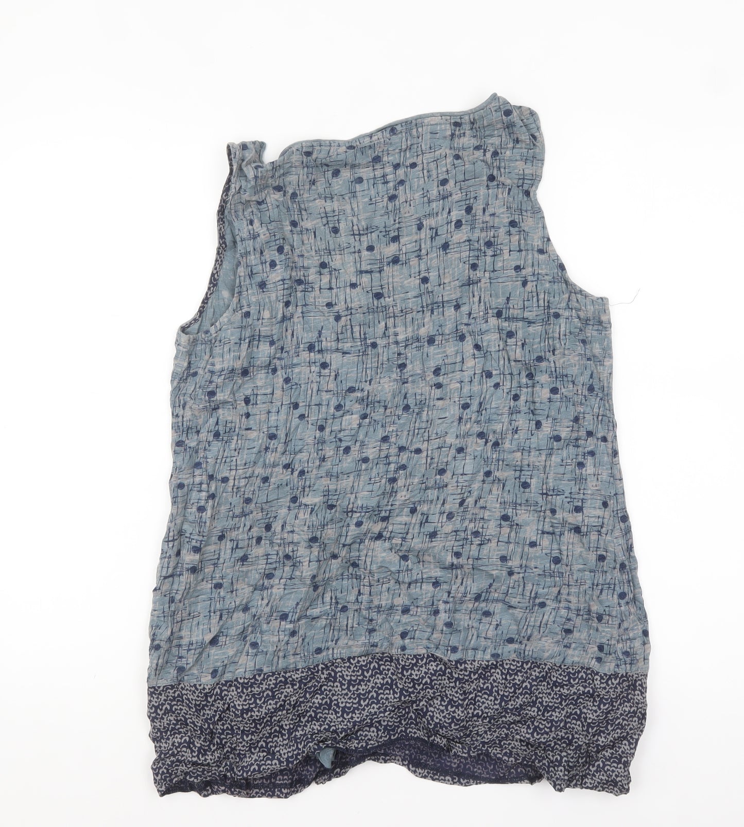White Stuff Women’s Blue Cotton Blend Sleeveless Tunic Top Size 14